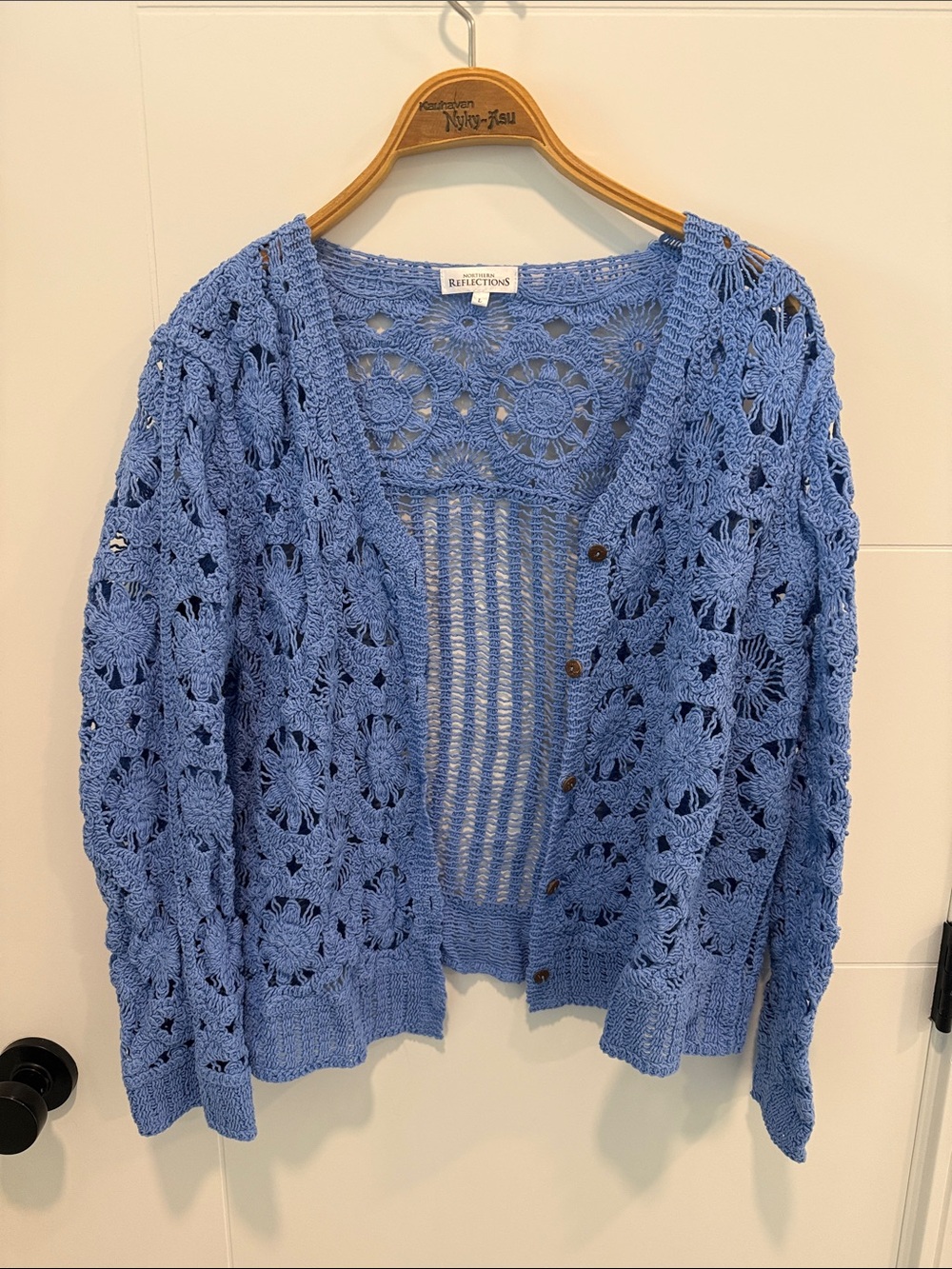 Northern Reflections Periwinkle Crochet Floral Top